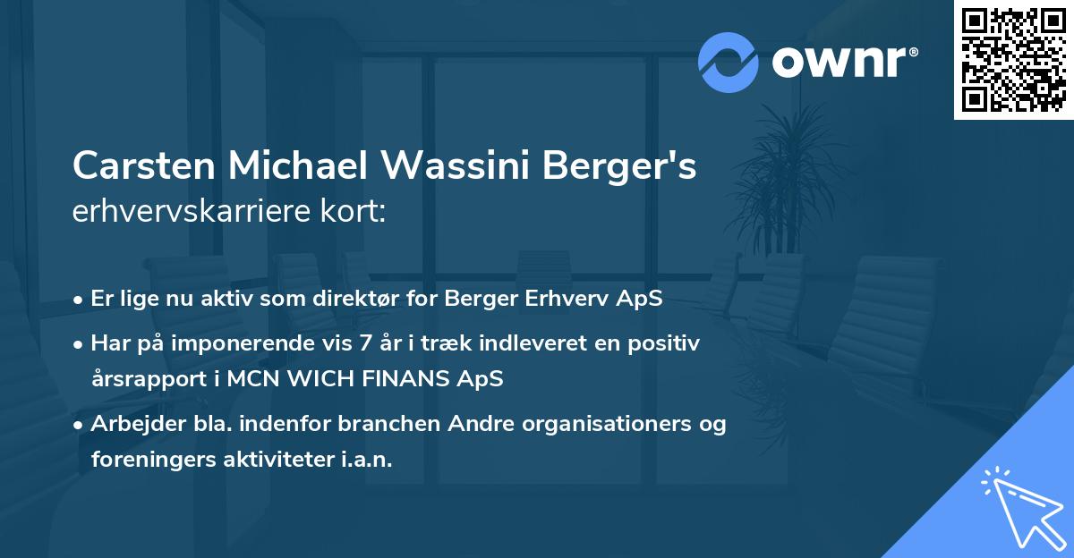 Carsten Michael Wassini Berger's erhvervskarriere kort