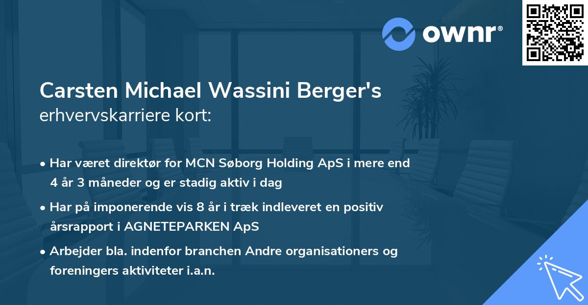 Carsten Michael Wassini Berger's erhvervskarriere kort