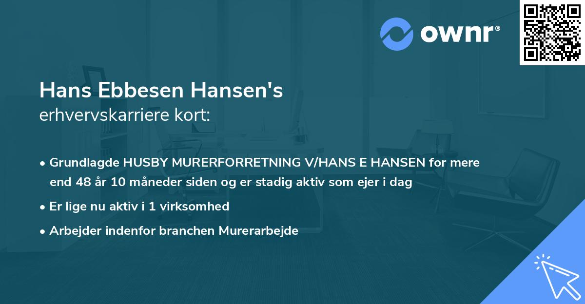 Hans Ebbesen Hansen's erhvervskarriere kort