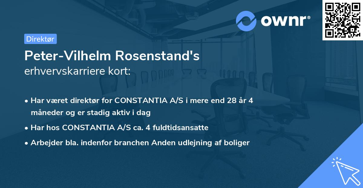 Peter-Vilhelm Rosenstand's erhvervskarriere kort