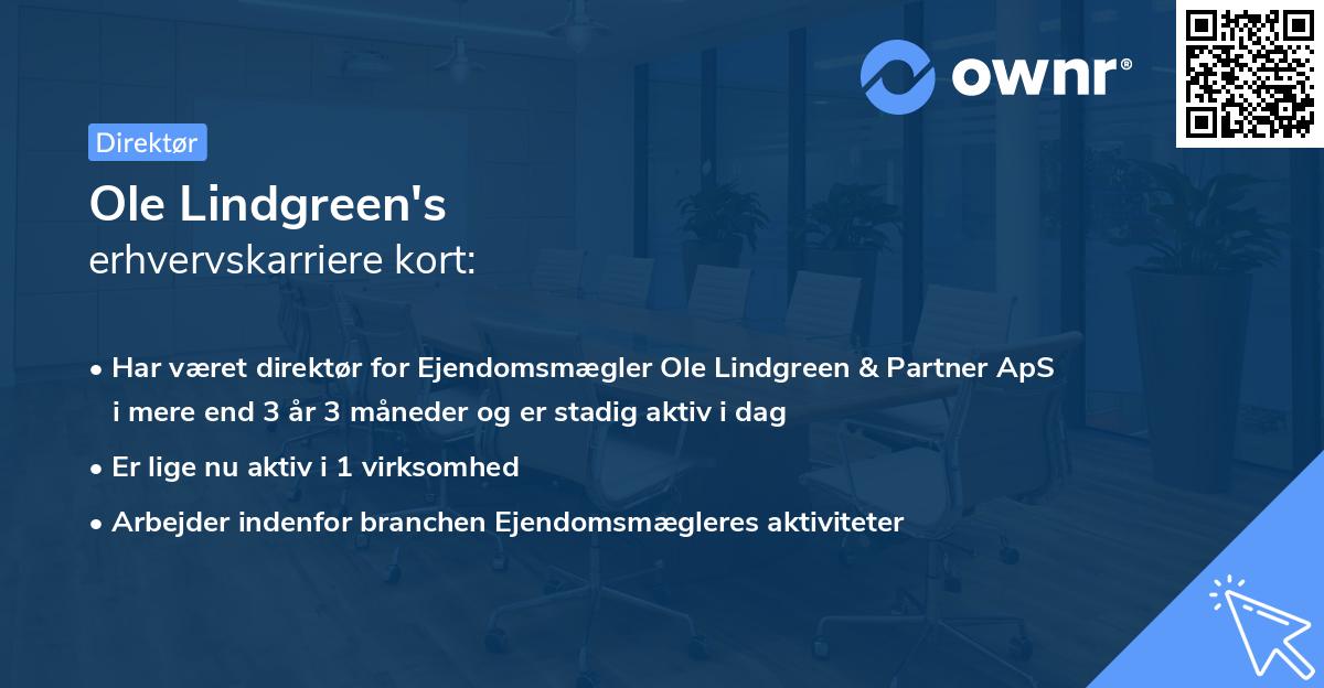 Ole Lindgreen's erhvervskarriere kort