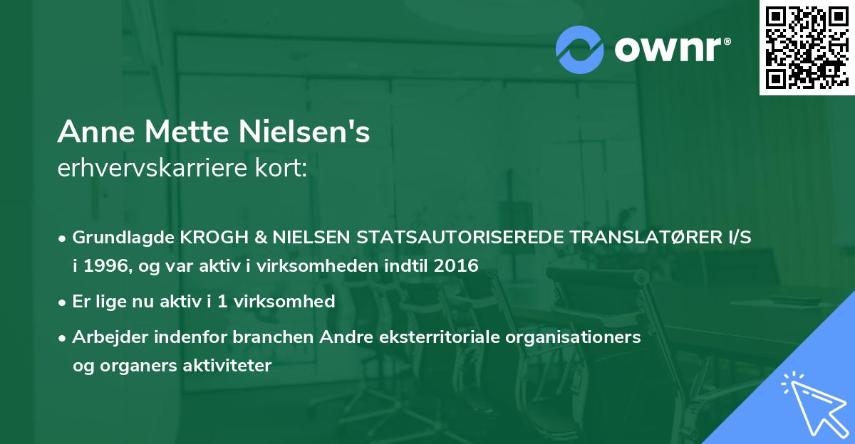 Anne Mette Nielsen's erhvervskarriere kort