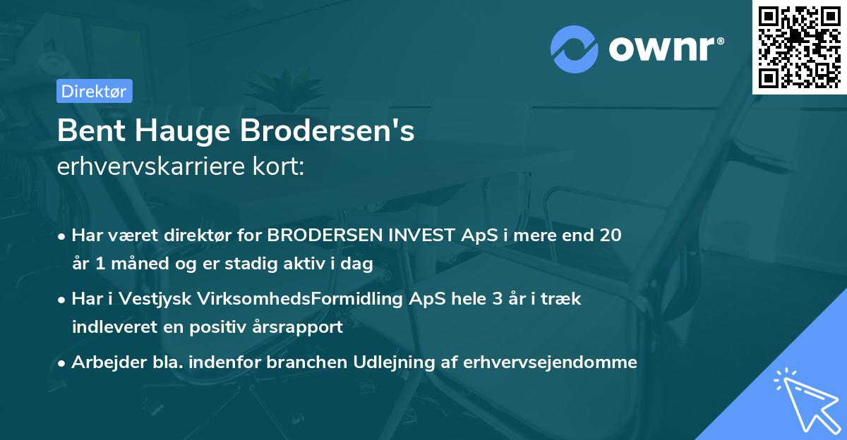Bent Hauge Brodersen's erhvervskarriere kort