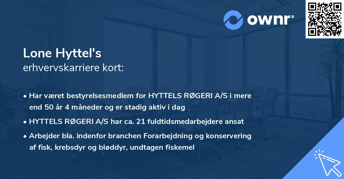 Lone Hyttel's erhvervskarriere kort