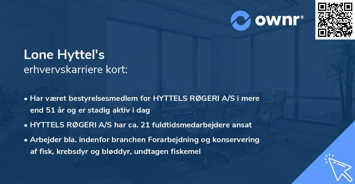 Lone Hyttel's erhvervskarriere kort