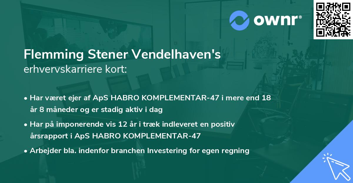 Flemming Stener Vendelhaven's erhvervskarriere kort