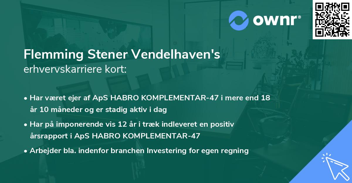 Flemming Stener Vendelhaven's erhvervskarriere kort