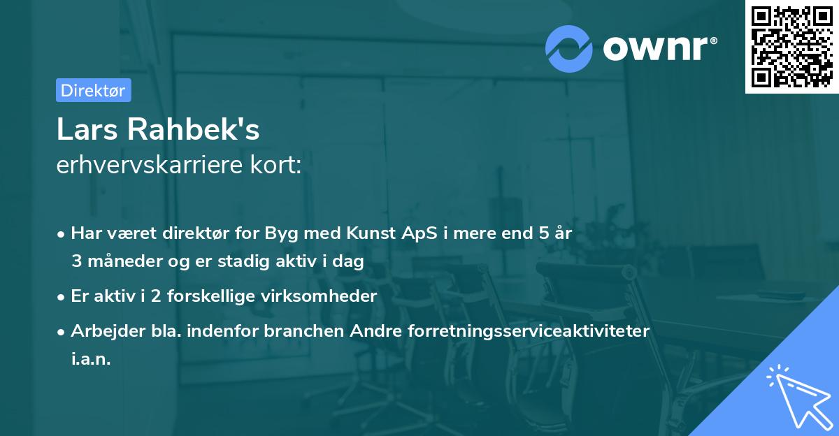 Lars Rahbek's erhvervskarriere kort