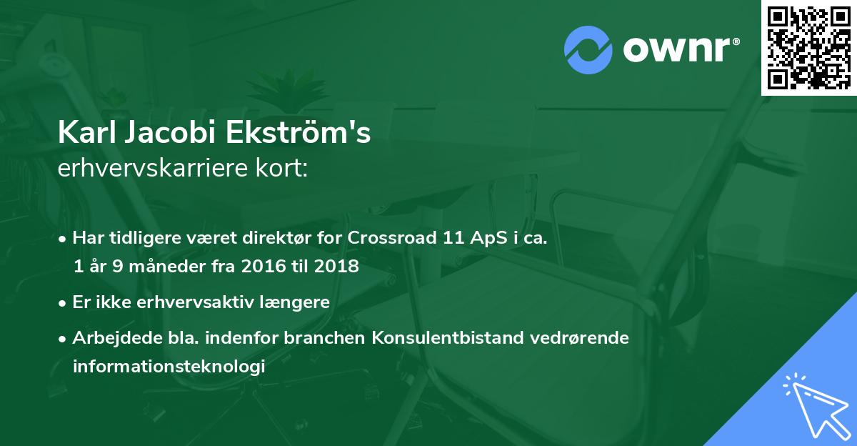 Karl Jacobi Ekström's erhvervskarriere kort