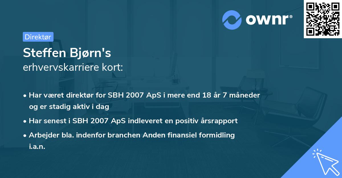 Steffen Bjørn's erhvervskarriere kort