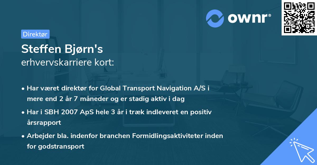 Steffen Bjørn's erhvervskarriere kort