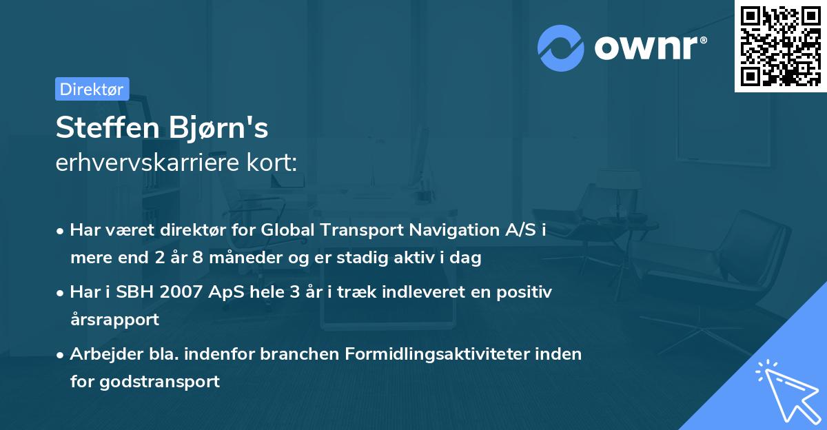 Steffen Bjørn's erhvervskarriere kort