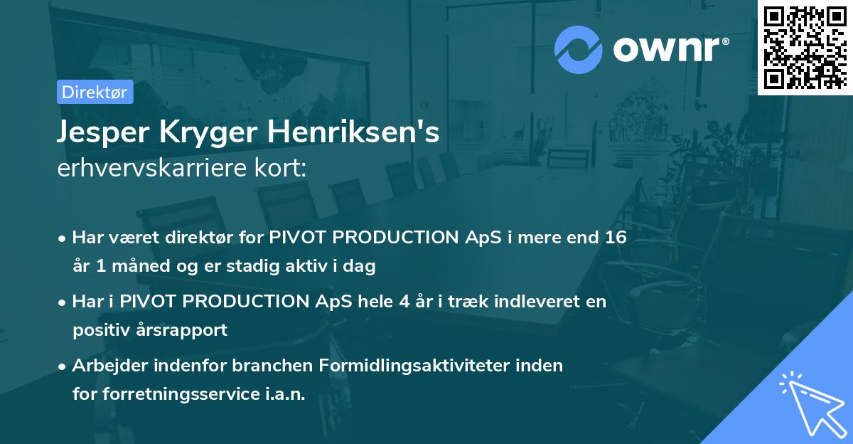 Jesper Kryger Henriksen's erhvervskarriere kort