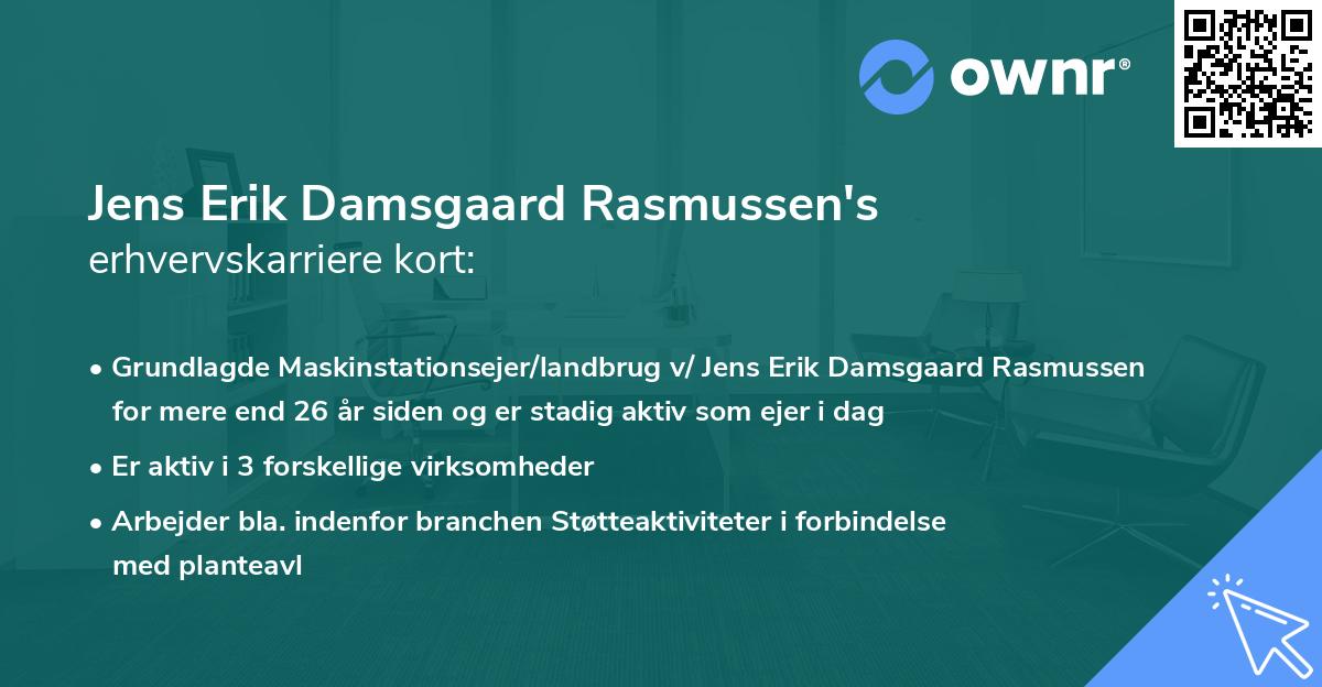 Jens Erik Damsgaard Rasmussen's erhvervskarriere kort