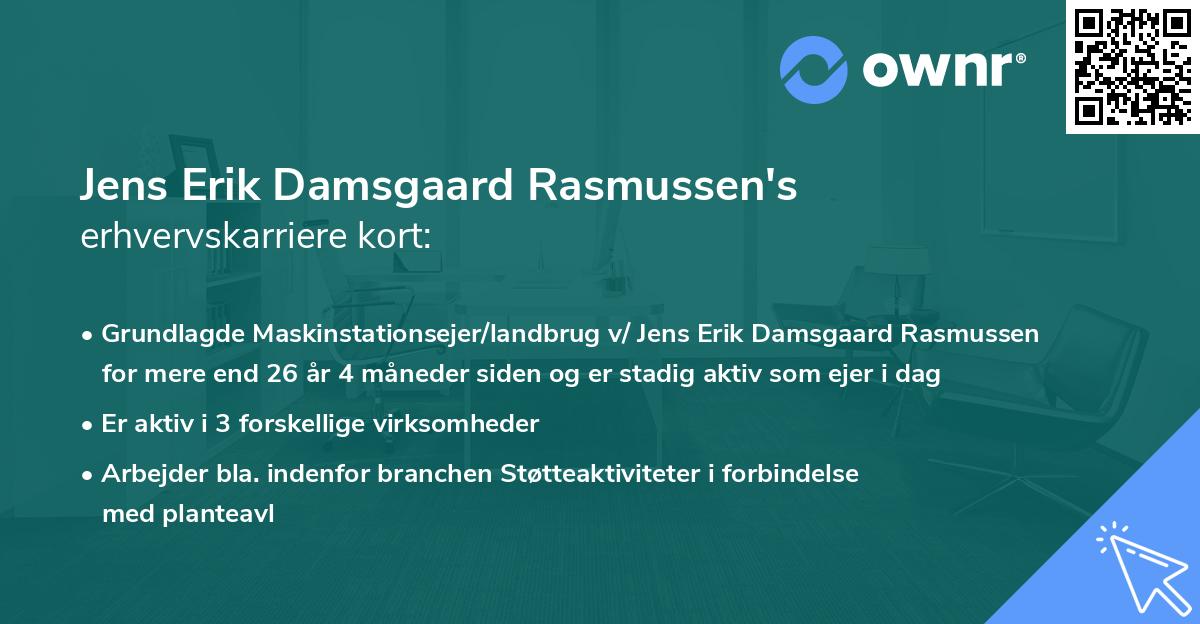 Jens Erik Damsgaard Rasmussen's erhvervskarriere kort