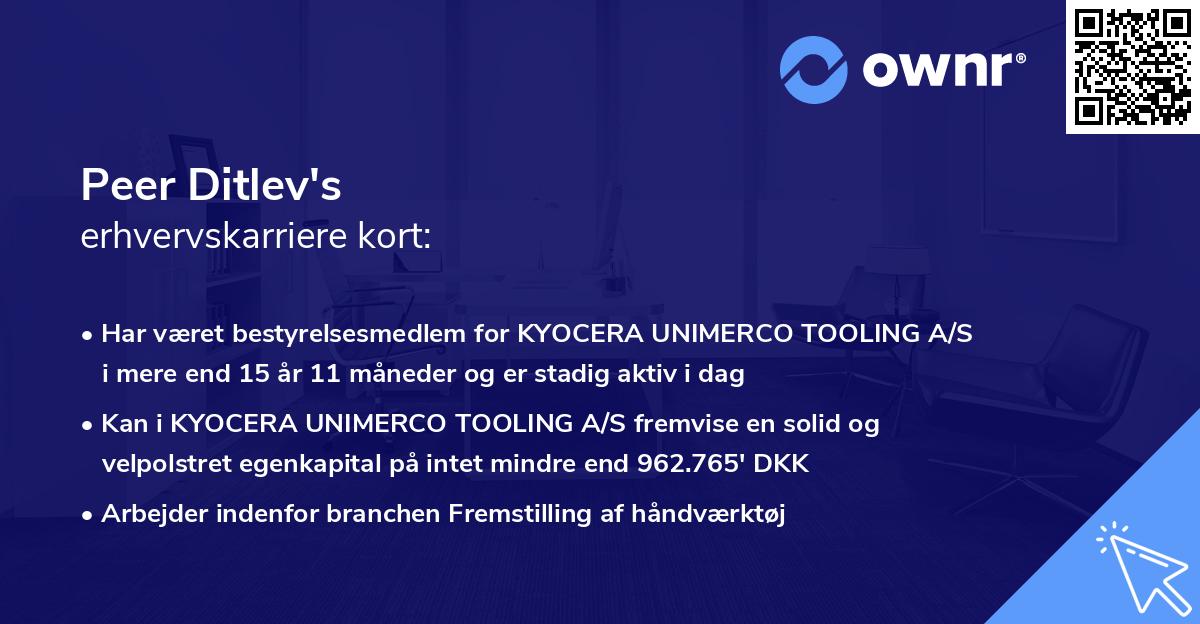 Peer Ditlev's erhvervskarriere kort