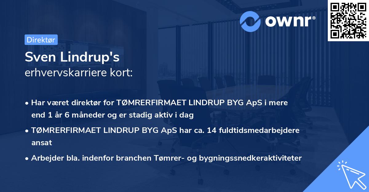 Sven Lindrup's erhvervskarriere kort