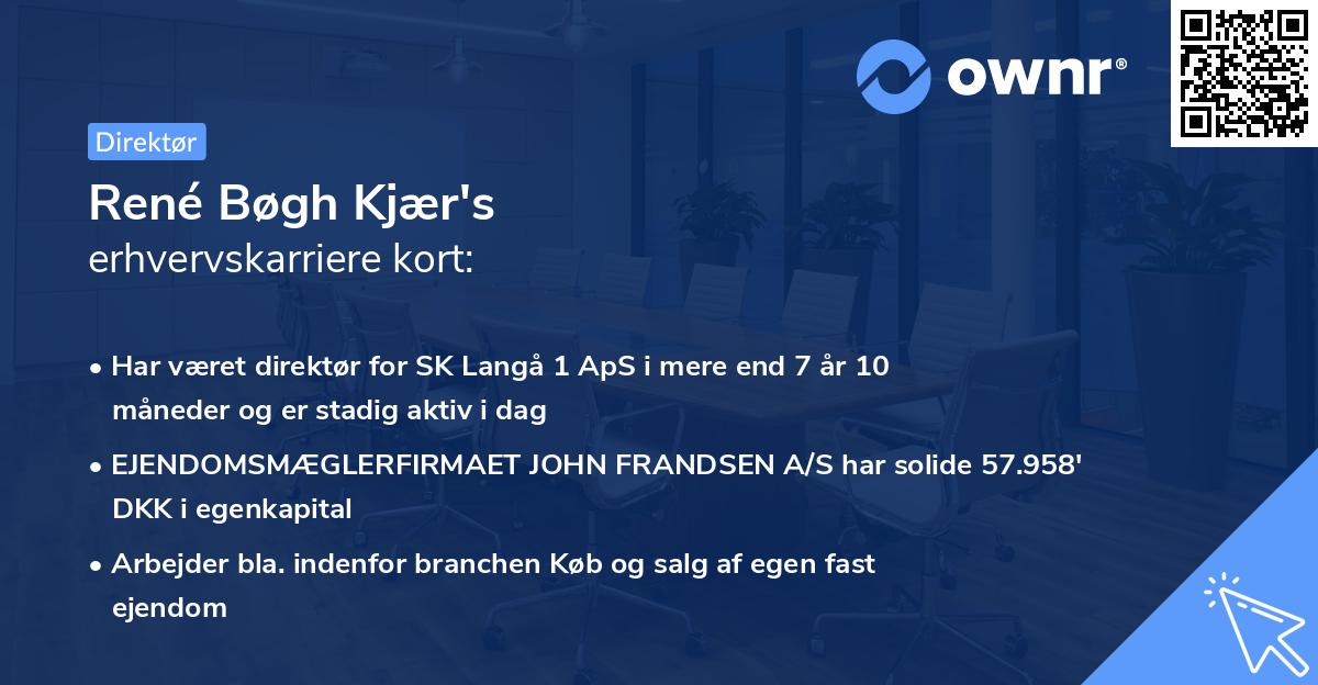 René Bøgh Kjær's erhvervskarriere kort