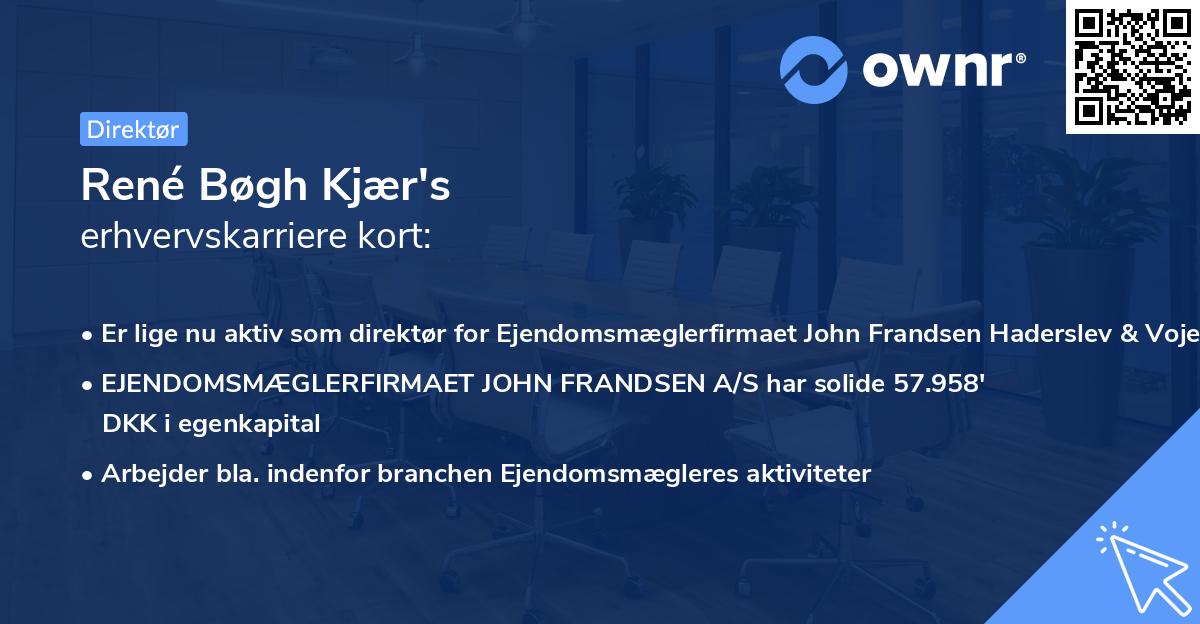 René Bøgh Kjær's erhvervskarriere kort
