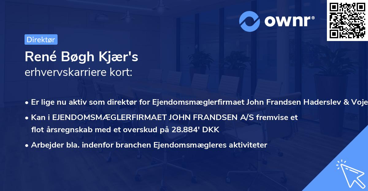 René Bøgh Kjær's erhvervskarriere kort