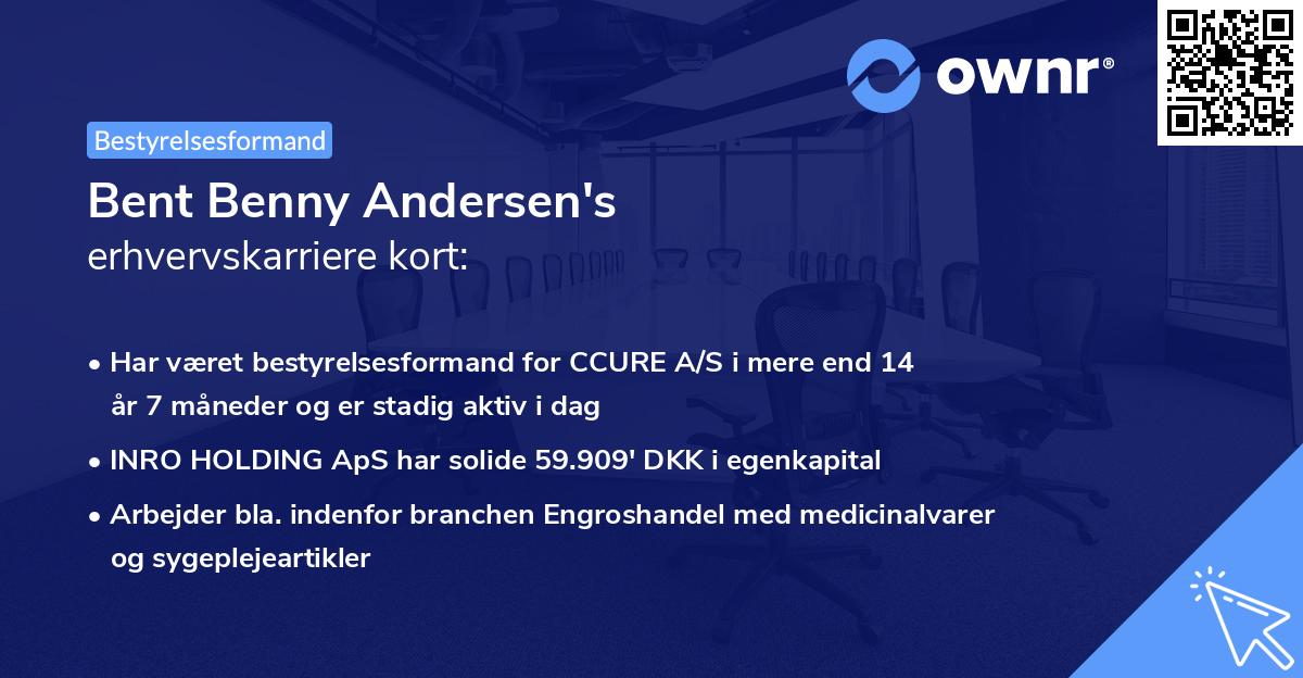 Bent Benny Andersen's erhvervskarriere kort