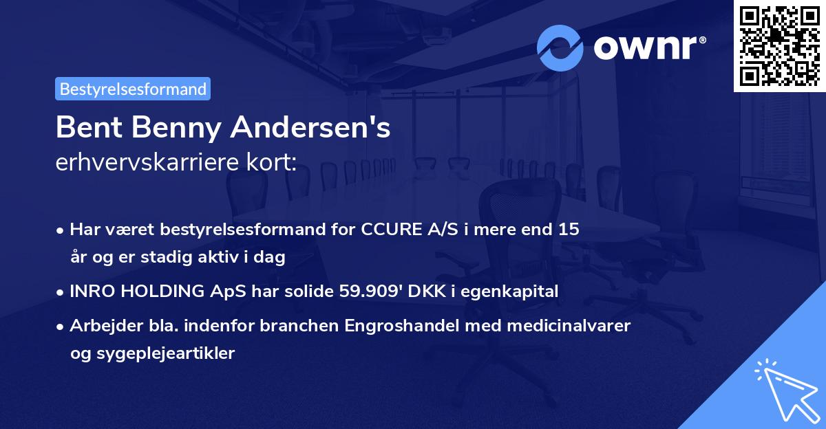 Bent Benny Andersen's erhvervskarriere kort