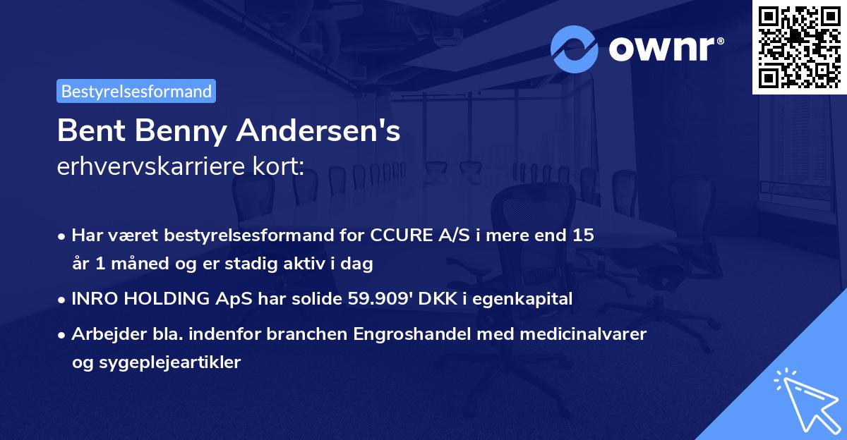Bent Benny Andersen's erhvervskarriere kort