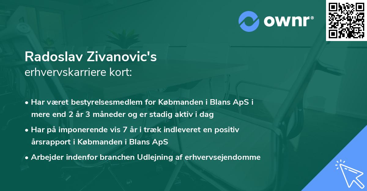 Radoslav Zivanovic's erhvervskarriere kort