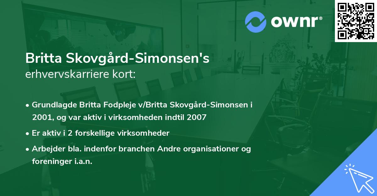 Britta Skovgård-Simonsen's erhvervskarriere kort
