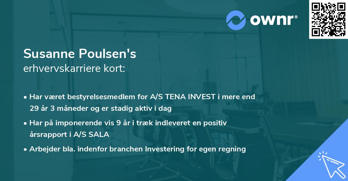 Susanne Poulsen's erhvervskarriere kort