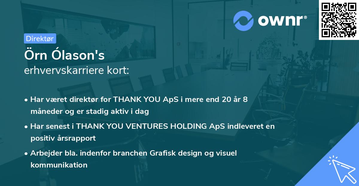 Örn Ólason's erhvervskarriere kort