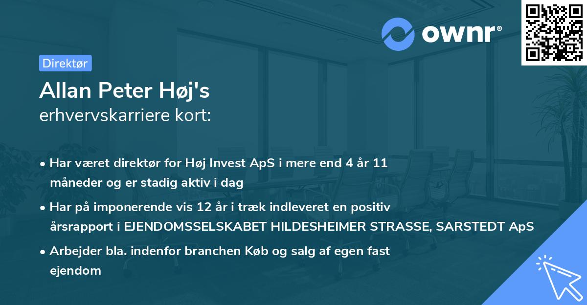 Allan Peter Høj's erhvervskarriere kort
