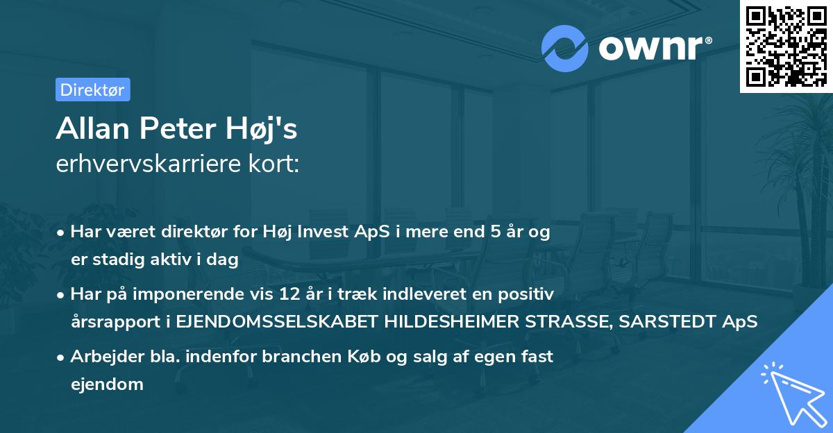 Allan Peter Høj's erhvervskarriere kort