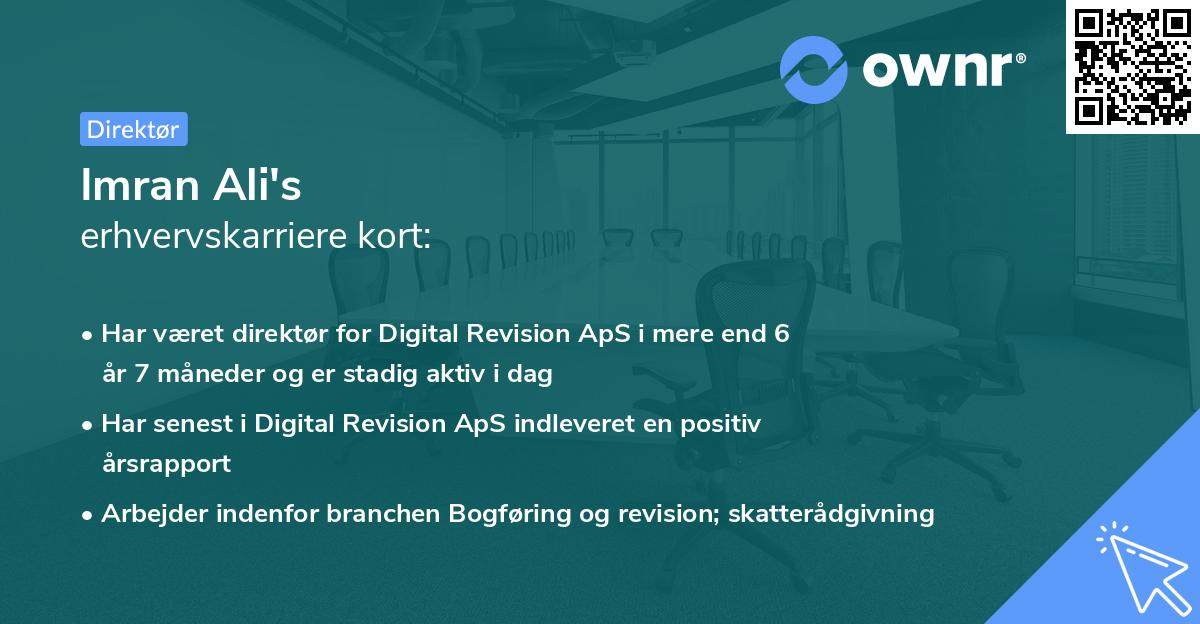 Imran Ali's erhvervskarriere kort