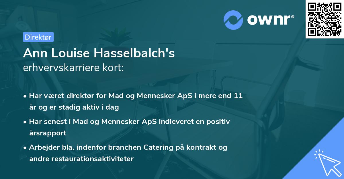 Ann Louise Hasselbalch's erhvervskarriere kort