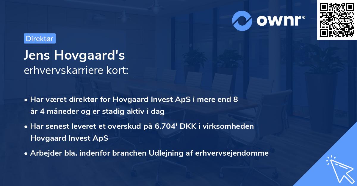 Jens Hovgaard's erhvervskarriere kort