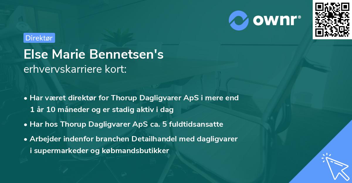 Else Marie Bennetsen's erhvervskarriere kort