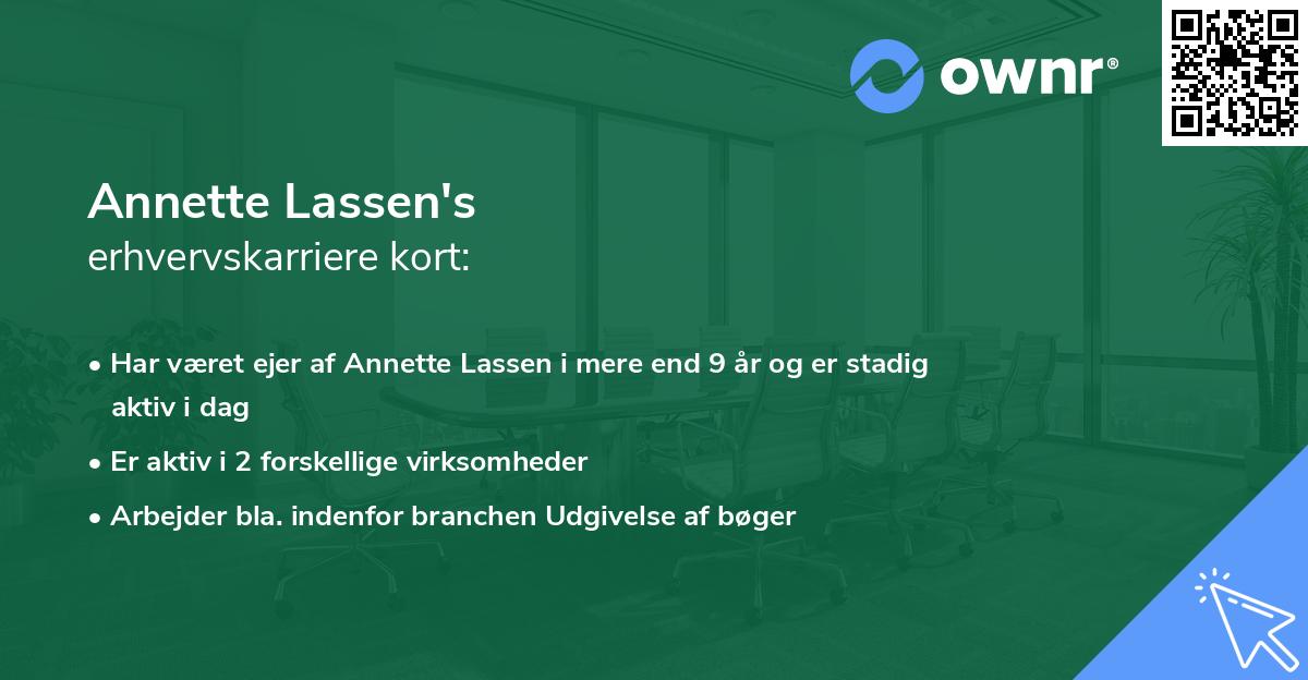 Annette Lassen's erhvervskarriere kort