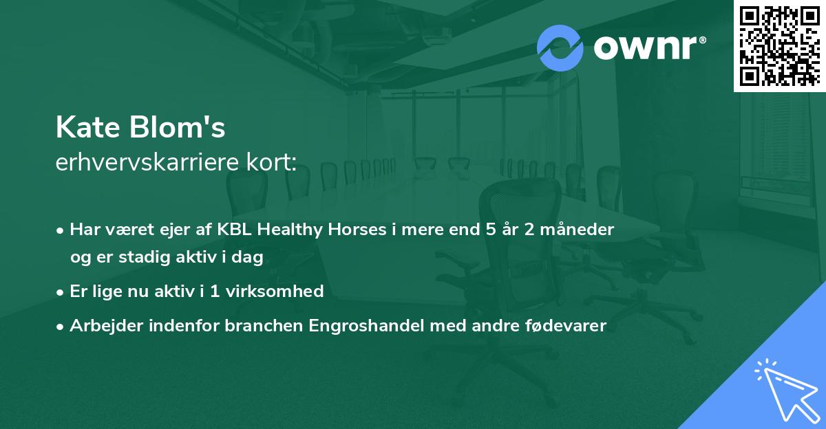 Kate Blom's erhvervskarriere kort