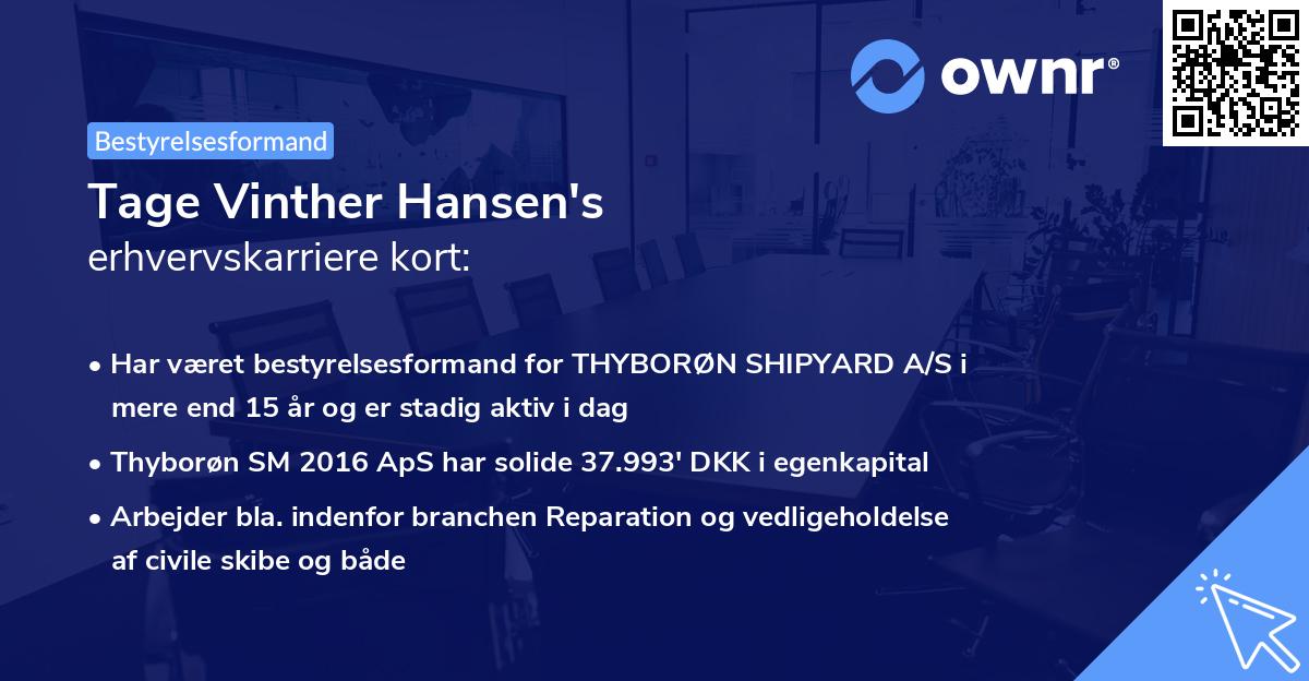 Tage Vinther Hansen's erhvervskarriere kort