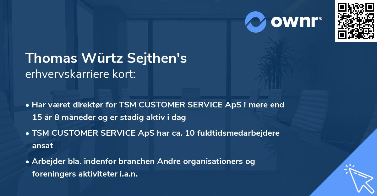 Thomas Würtz Sejthen's erhvervskarriere kort