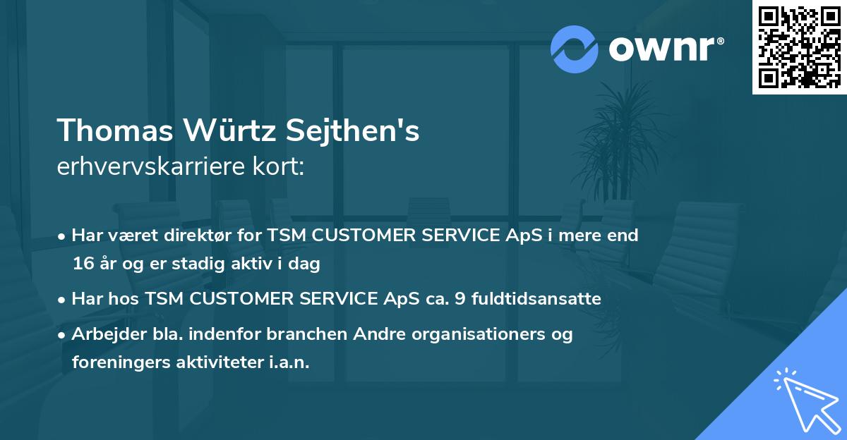 Thomas Würtz Sejthen's erhvervskarriere kort