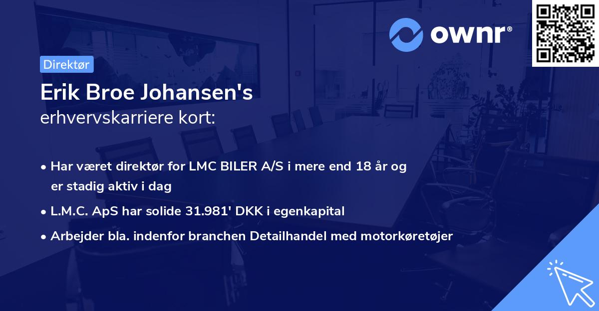 Erik Broe Johansen's erhvervskarriere kort