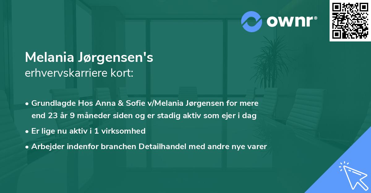 Melania Jørgensen's erhvervskarriere kort