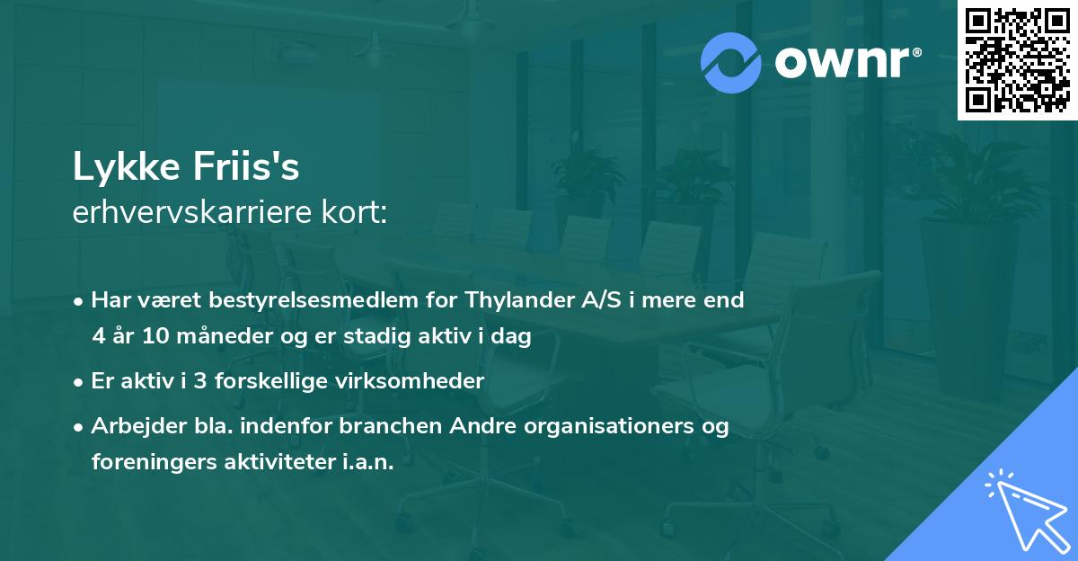 Lykke Friis's erhvervskarriere kort