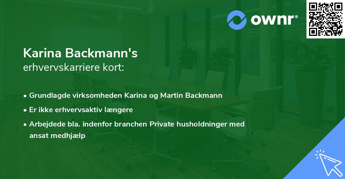 Karina Backmann's erhvervskarriere kort