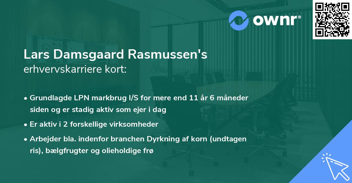 Lars Damsgaard Rasmussen's erhvervskarriere kort