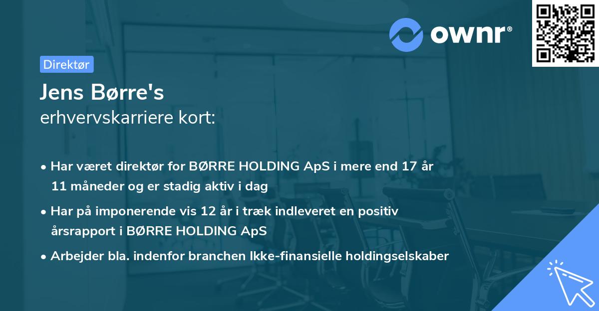 Jens Børre's erhvervskarriere kort