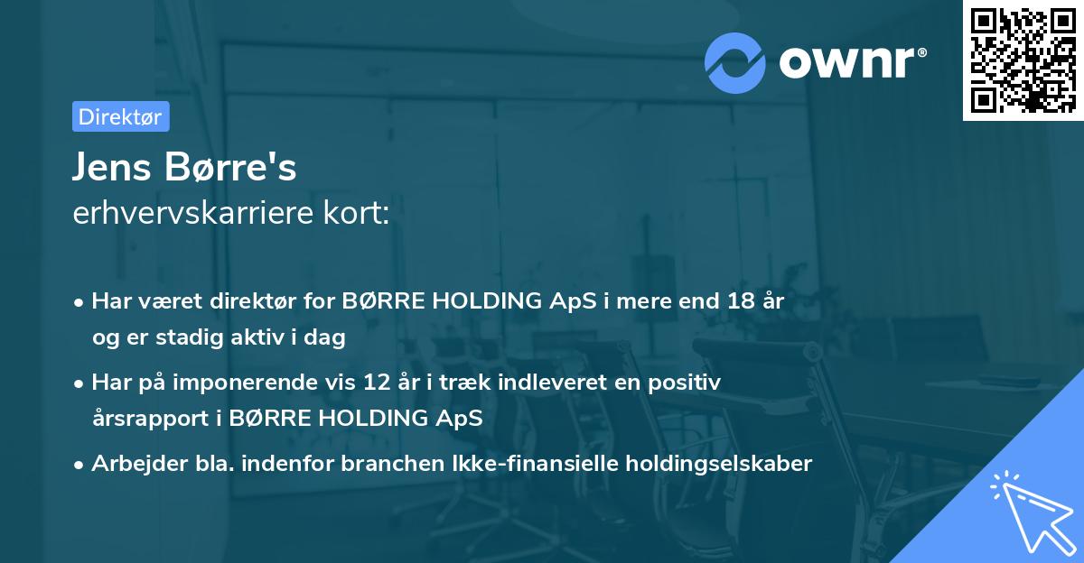 Jens Børre's erhvervskarriere kort