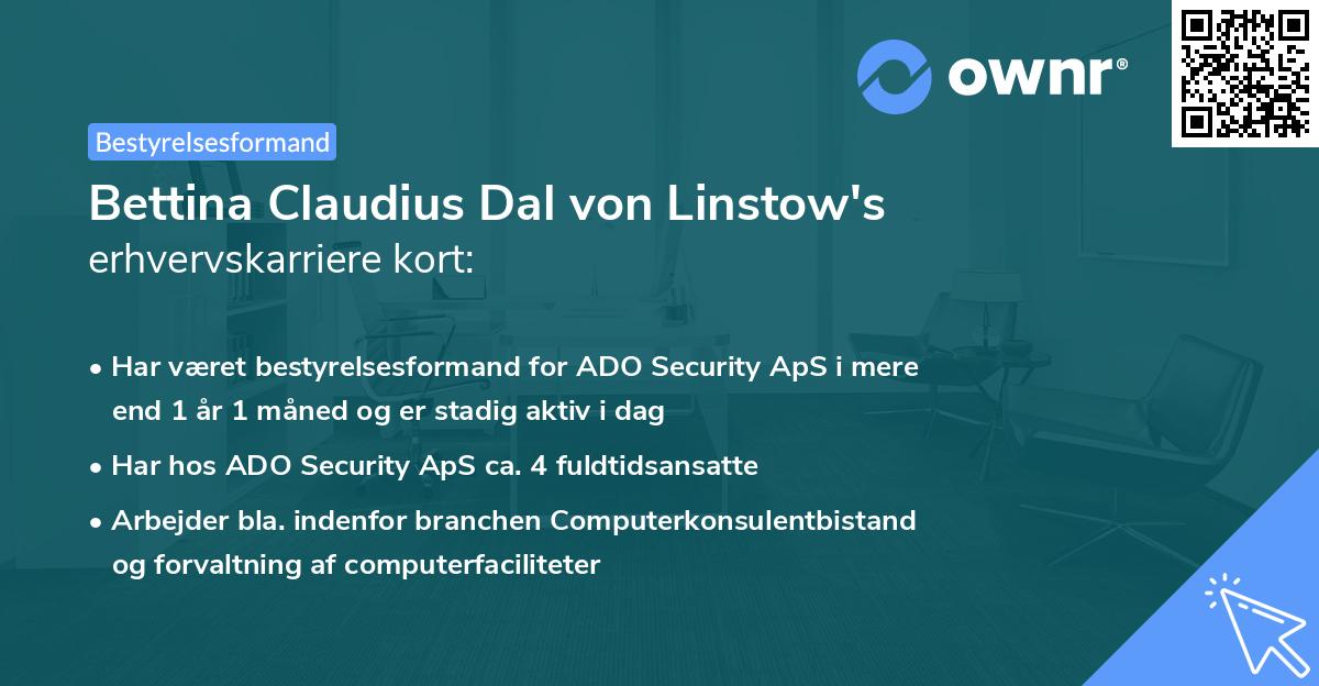 Bettina Claudius Dal von Linstow's erhvervskarriere kort